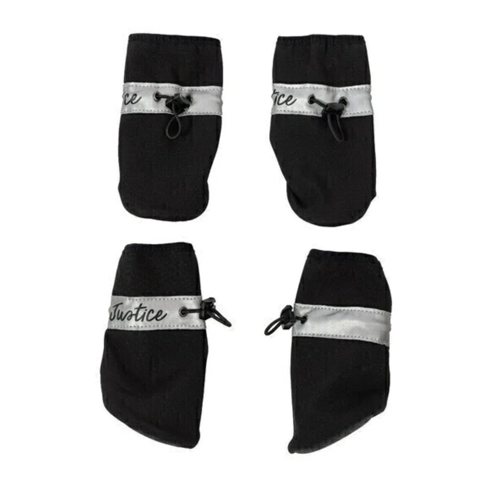 NWT Justice Reflective Booties For Pets‎ Black Silver Dogs Cats Size S